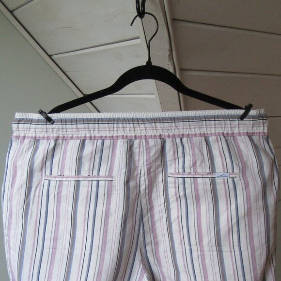 EDDIE BAUER SHORTS WOMENS STRIPED LINEN BLEND CUFFED LOUNGE BAGGY XL - Picture 9 of 13